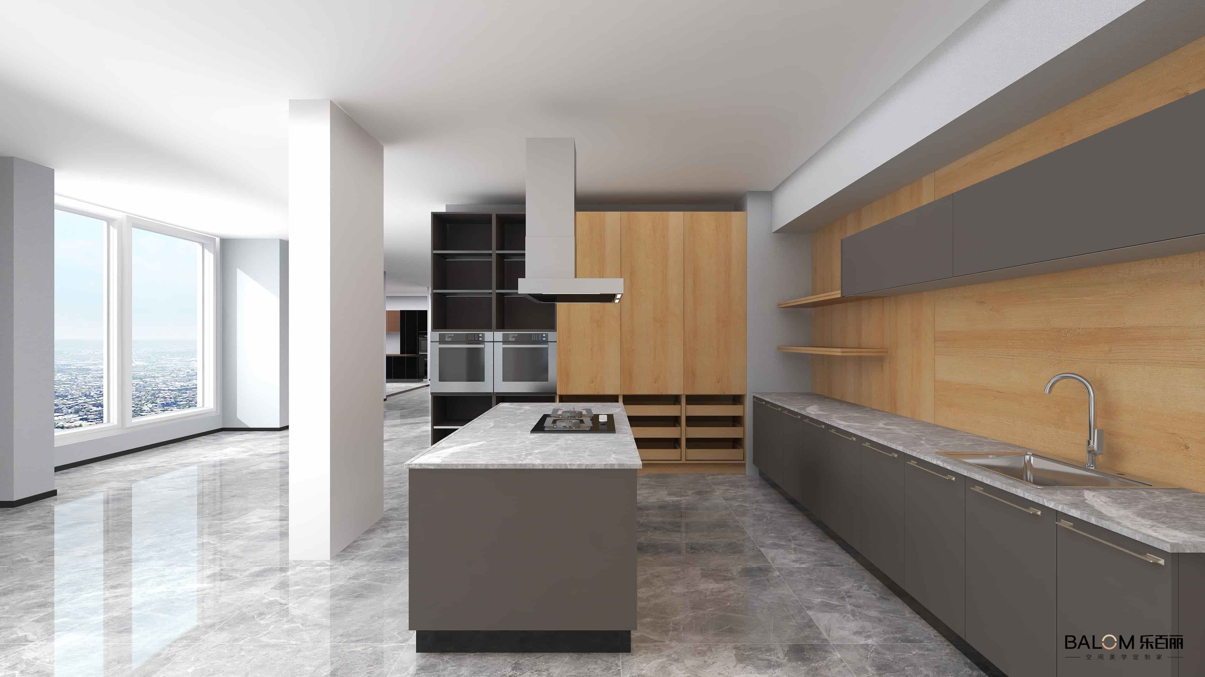 lemari dapur set warna kayu
