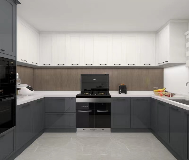 Desain kabinet khusus berbentuk U, tata letak dapur praktis dan indah
